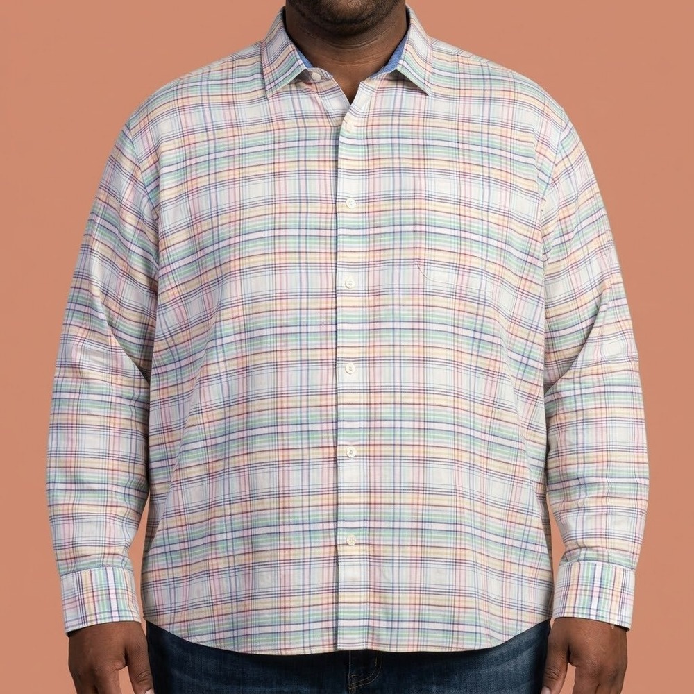 Tommy Bahama Plaid Button Down Shirt Men's XXXL Multicolor Long Sleeve